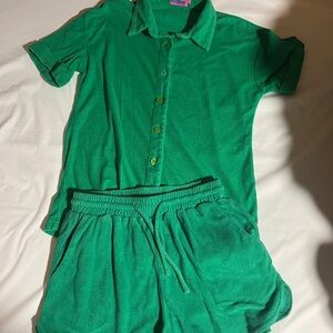 Edikted Vibrant Green Apparel Terry cloth set